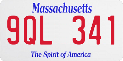 MA license plate 9QL341