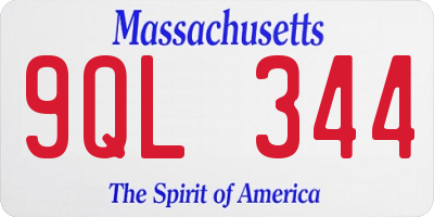 MA license plate 9QL344