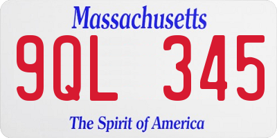 MA license plate 9QL345