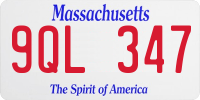 MA license plate 9QL347