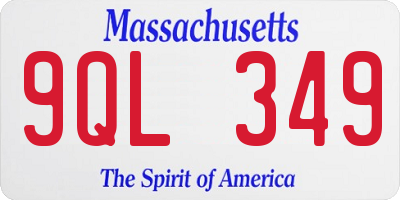 MA license plate 9QL349