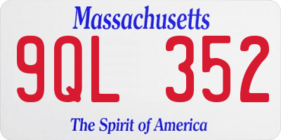 MA license plate 9QL352