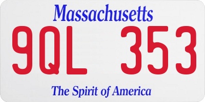 MA license plate 9QL353