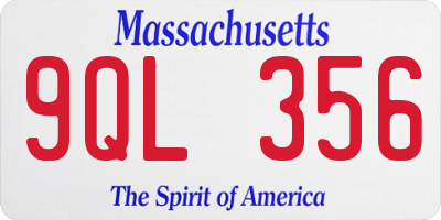 MA license plate 9QL356