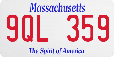 MA license plate 9QL359