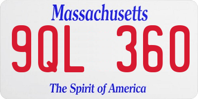 MA license plate 9QL360