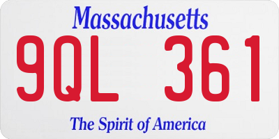 MA license plate 9QL361