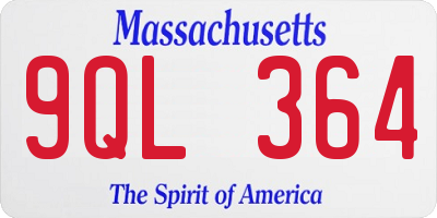 MA license plate 9QL364