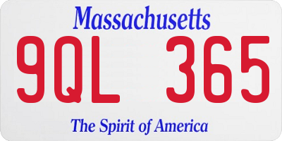 MA license plate 9QL365