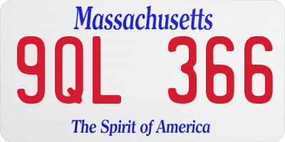 MA license plate 9QL366