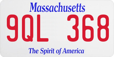 MA license plate 9QL368