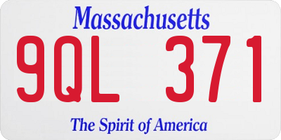 MA license plate 9QL371