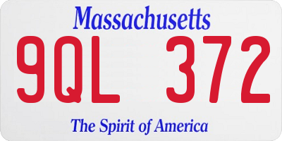 MA license plate 9QL372