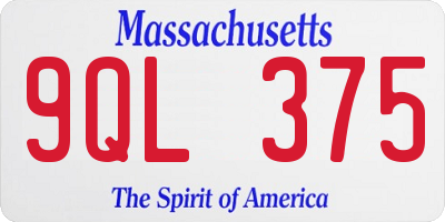 MA license plate 9QL375