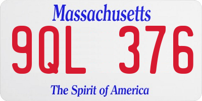 MA license plate 9QL376