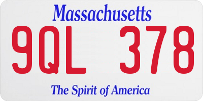 MA license plate 9QL378