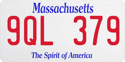 MA license plate 9QL379