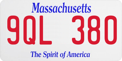 MA license plate 9QL380