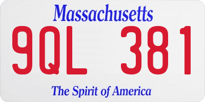 MA license plate 9QL381