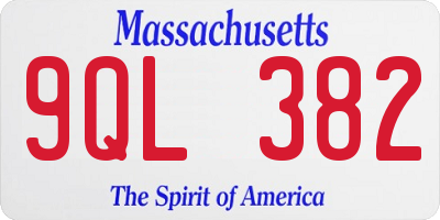 MA license plate 9QL382