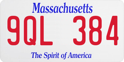 MA license plate 9QL384