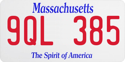 MA license plate 9QL385