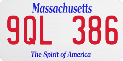 MA license plate 9QL386