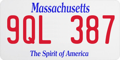 MA license plate 9QL387