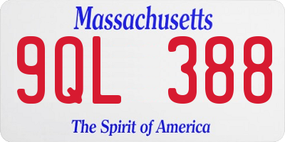 MA license plate 9QL388