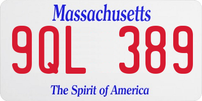 MA license plate 9QL389