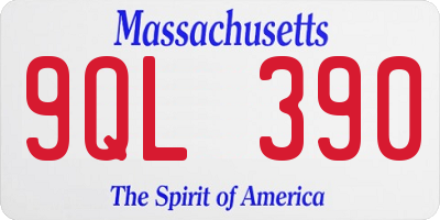 MA license plate 9QL390