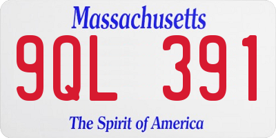 MA license plate 9QL391