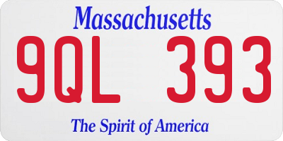 MA license plate 9QL393