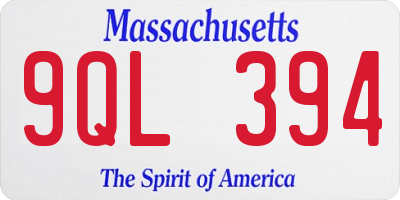 MA license plate 9QL394