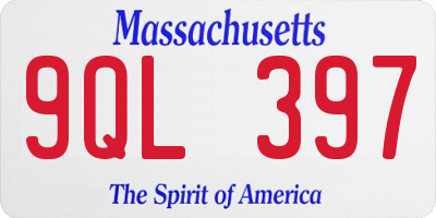 MA license plate 9QL397