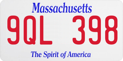 MA license plate 9QL398