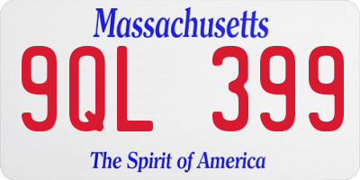 MA license plate 9QL399
