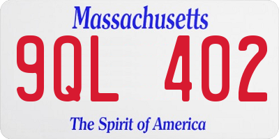 MA license plate 9QL402