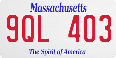MA license plate 9QL403