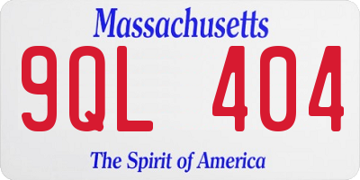 MA license plate 9QL404