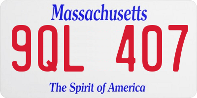 MA license plate 9QL407