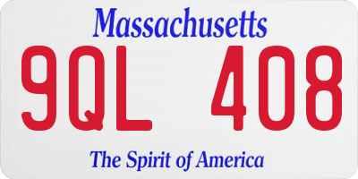 MA license plate 9QL408