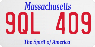 MA license plate 9QL409