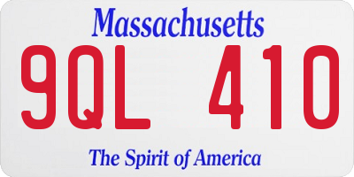 MA license plate 9QL410
