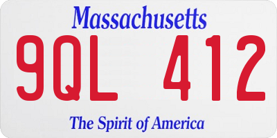 MA license plate 9QL412