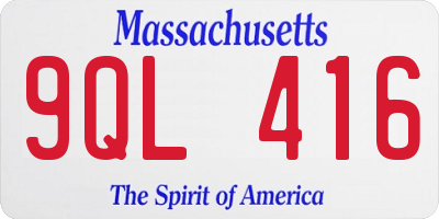 MA license plate 9QL416