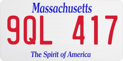 MA license plate 9QL417