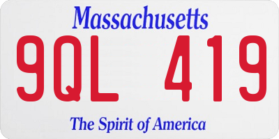 MA license plate 9QL419