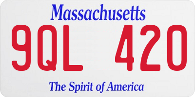 MA license plate 9QL420
