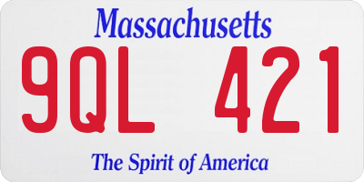 MA license plate 9QL421